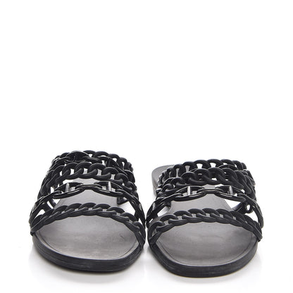 Hermes Rubber Chaine d'Ancre Nude Sandals 39 Black 2 of 7