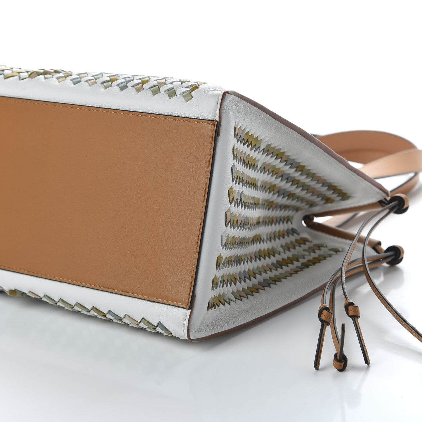 Calfskin Woven Small Cushion Tote Multicolor