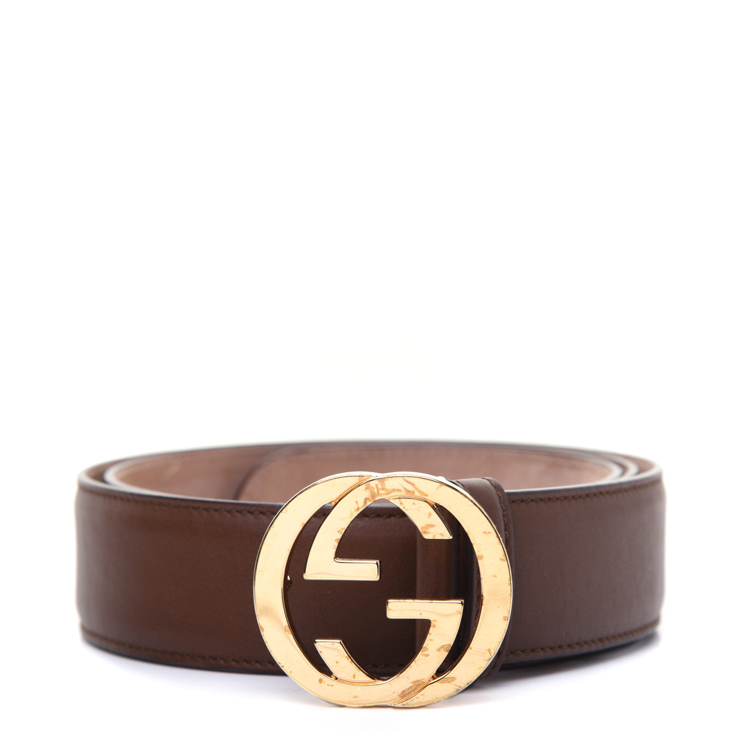 Gucci Calfskin Interlocking G 37mm Belt 90 36 Nut Brown 1 of 8