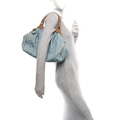 Gucci Denim Monogram Medium Sukey Tote Blue 2 of 11
