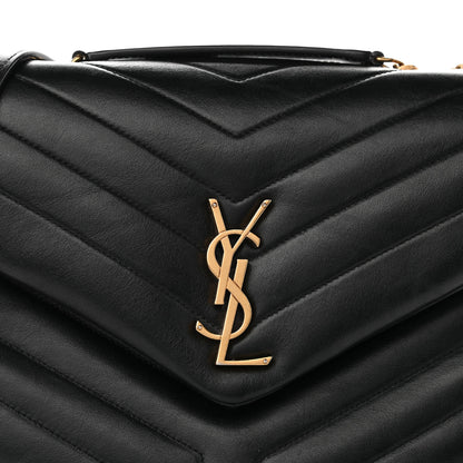 Saint Laurent Calfskin Y Quilted Monogram Medium Loulou Chain Satchel Black 9 of 15