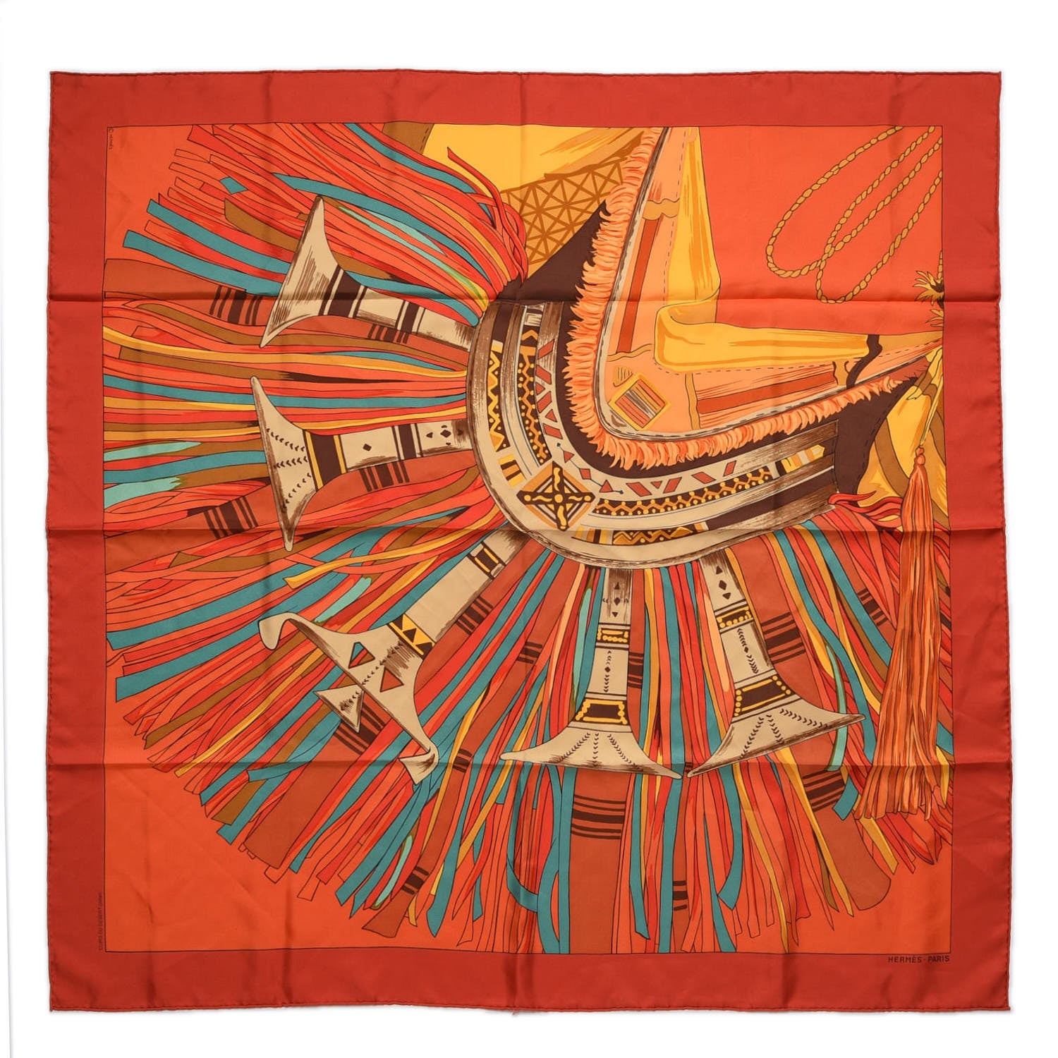 Hermes Silk Cuirs Du Desert Scarf 90 1 of 5