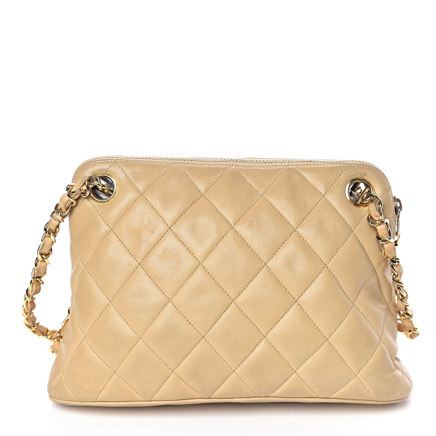 Lambskin Quilted Shoulder Bag Beige
