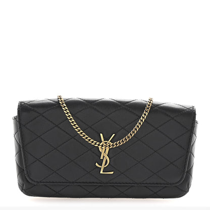 Saint Laurent Lambskin Quilted Gaby Phone Holder Crossbody Black 1 of 9