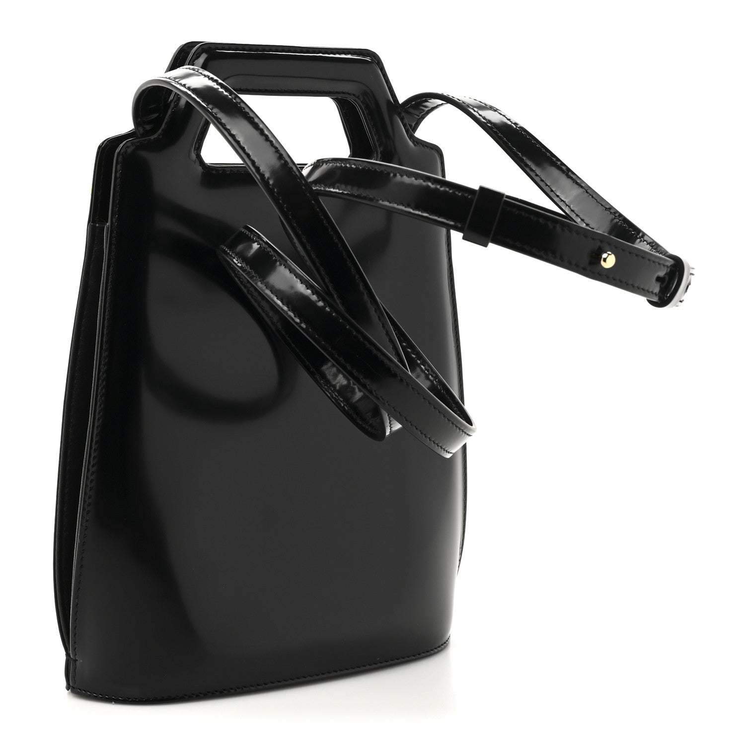 Salvatore Ferragamo Brushed Calfskin North South Wanda Top Handle Bag Black 3 of 10