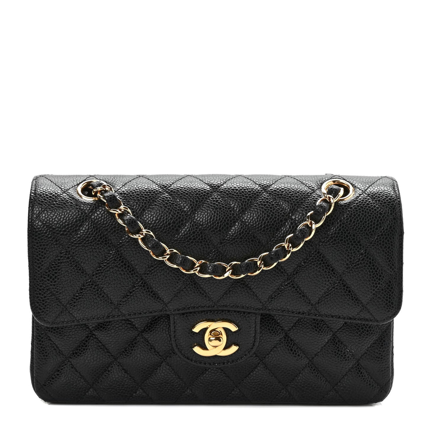 Caviar Quilted Small Double Flap Black