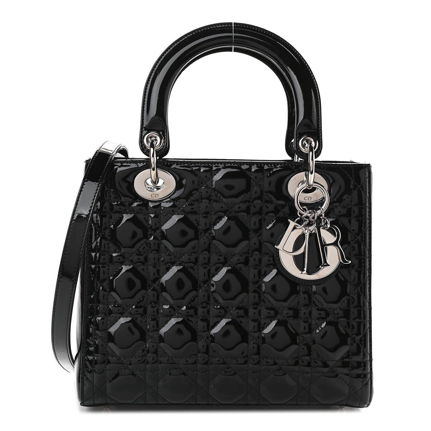 Christian Dior Patent Cannage Medium Lady Dior Black 1 of 9
