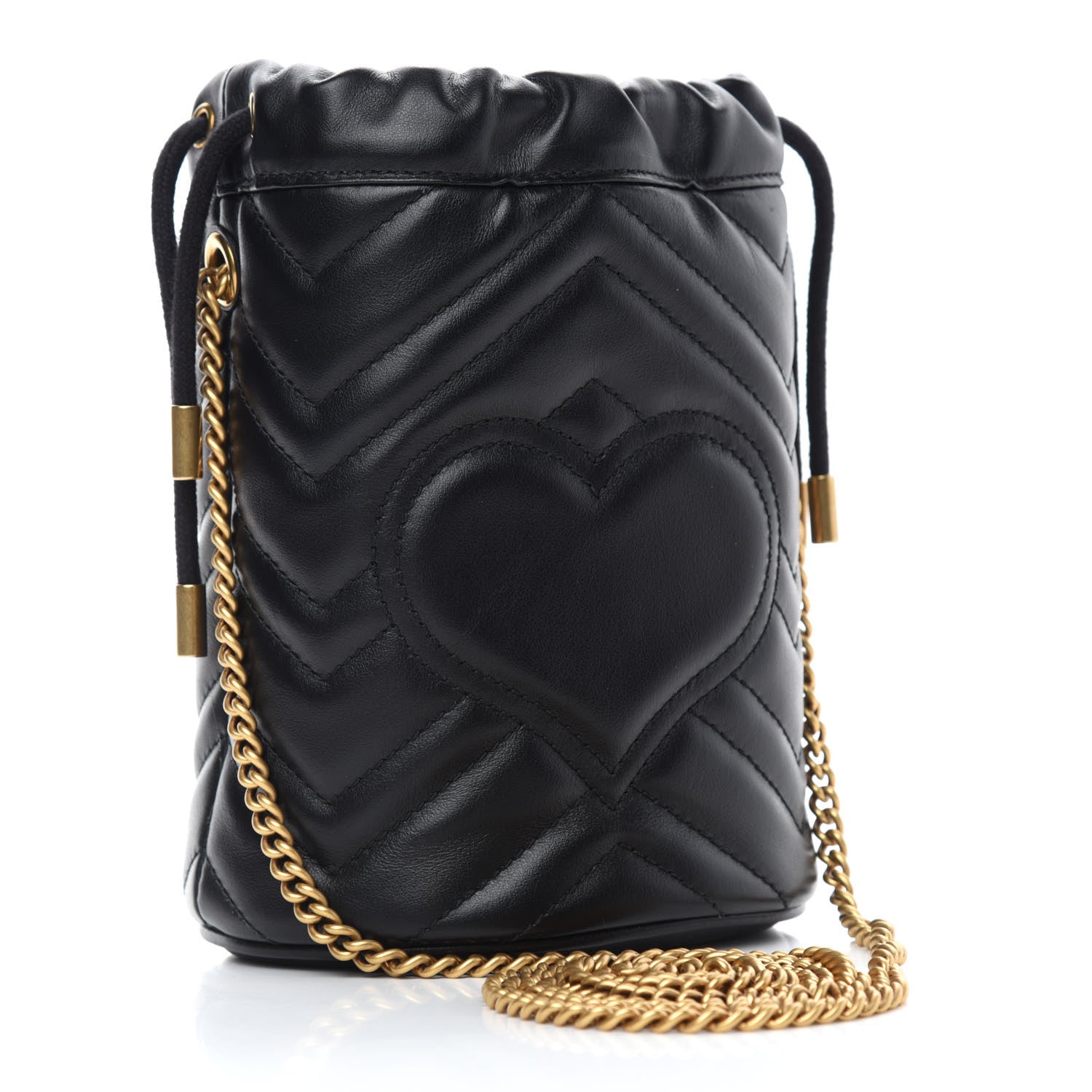 Gucci Calfskin Matelasse Mini GG Marmont 2.0 Bucket Bag Black 3 of 11