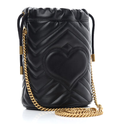 Gucci Calfskin Matelasse Mini GG Marmont 2.0 Bucket Bag Black 3 of 11