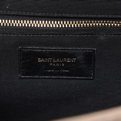 Saint Laurent Grain De Poudre Matelasse Chevron Large Monogram Satchel Dark Beige 6 of 8