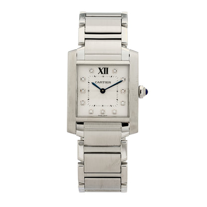 Cartier Stainless Steel Diamond 25mm Tank Francaise Quartz Watch 1 of 4