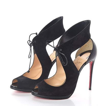 Christian Louboutin Shiny Nappa Suede Patent Campanina 120 Pump 38.5 Black 3 of 8