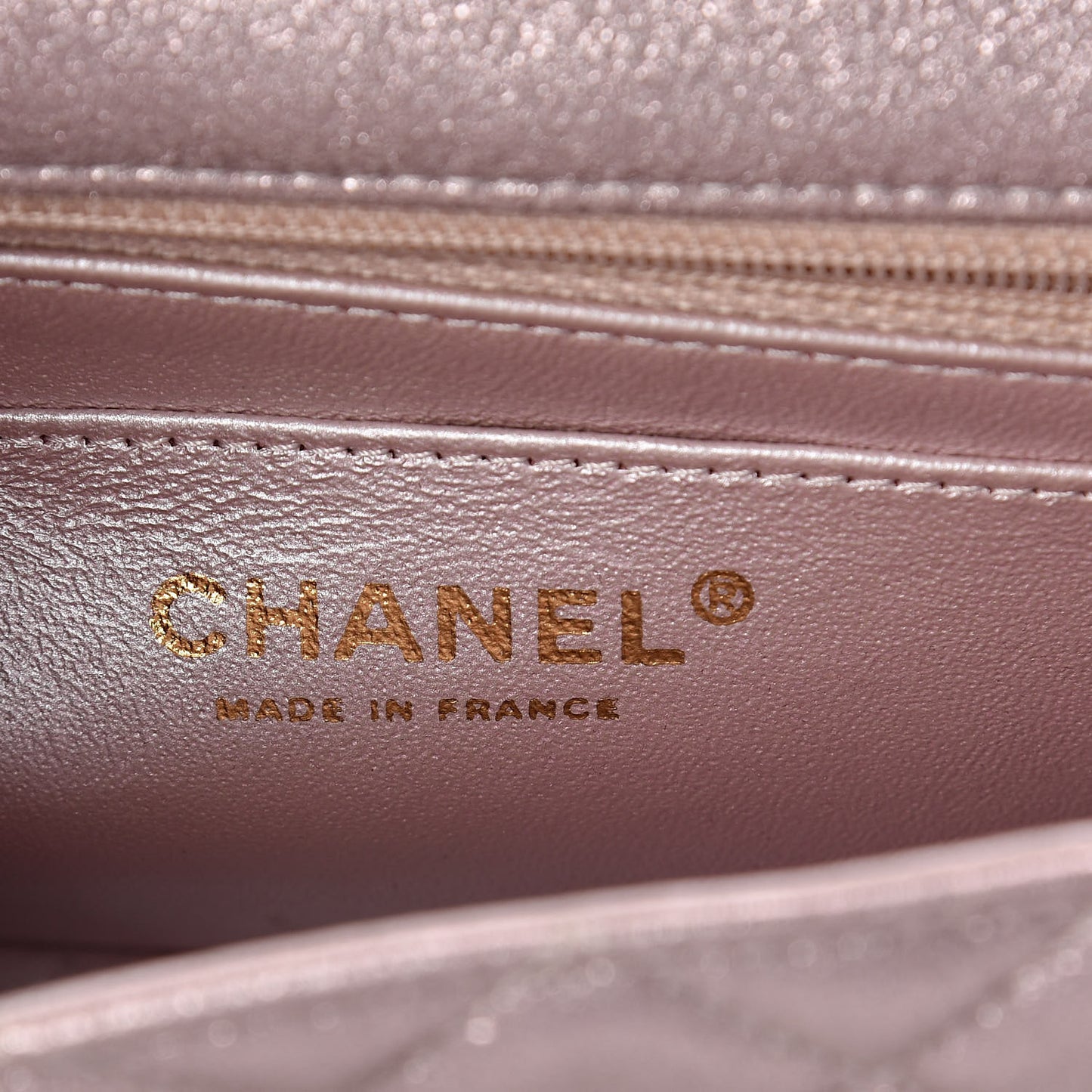 Metallic Goatskin Quilted Mini Rectangular Flap Pink
