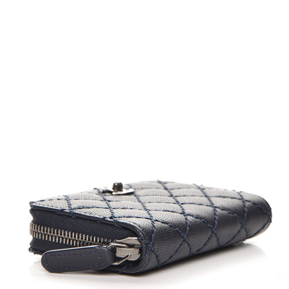 Chanel Caviar Stitched Zip Coin Purse Navy 4 of 8