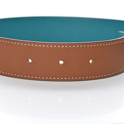 Hermes Swift Epsom 32mm H Belt 95 Gold Bleu Paon 4 of 8