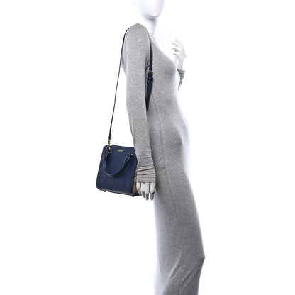 Burberry Calfskin Mega Check Mini Banwell Tote Dark Canvas Blue 2 of 13