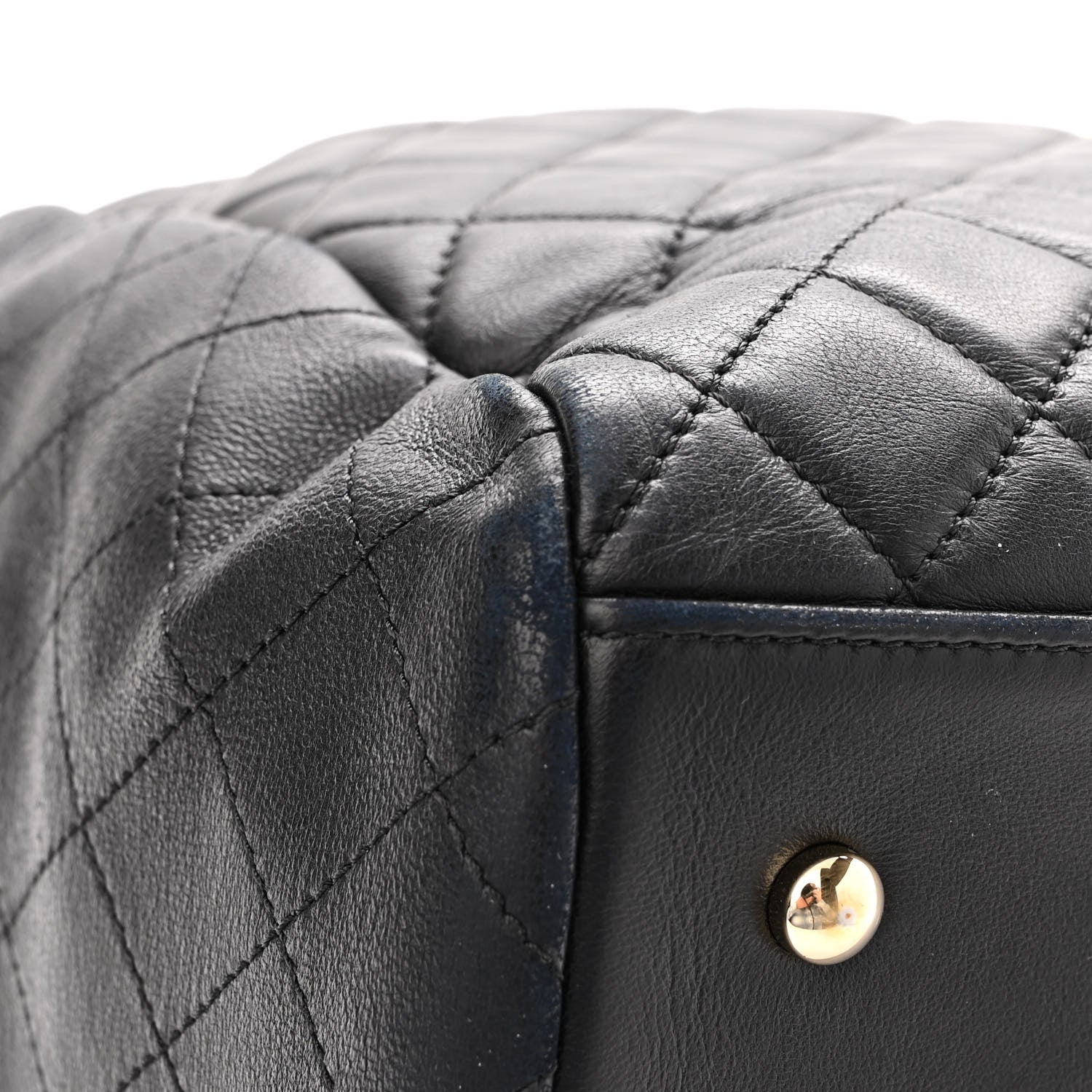 Chanel Lambskin Quilted Large Drawstring Bag Black 12 of 13