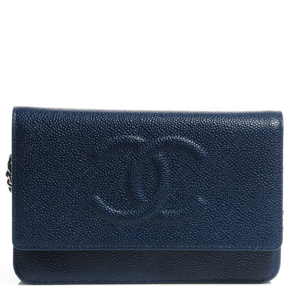 Chanel Caviar Timeless CC Wallet on Chain WOC Navy Blue 1 of 9