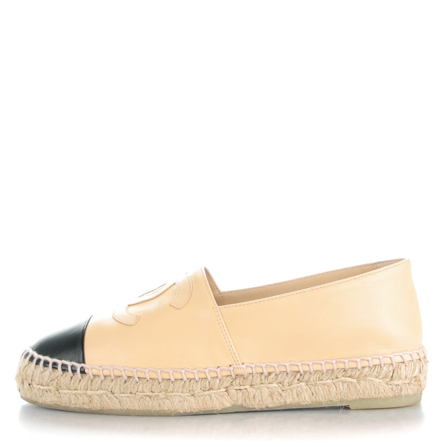 Lambskin CC Espadrilles 36 Beige Black