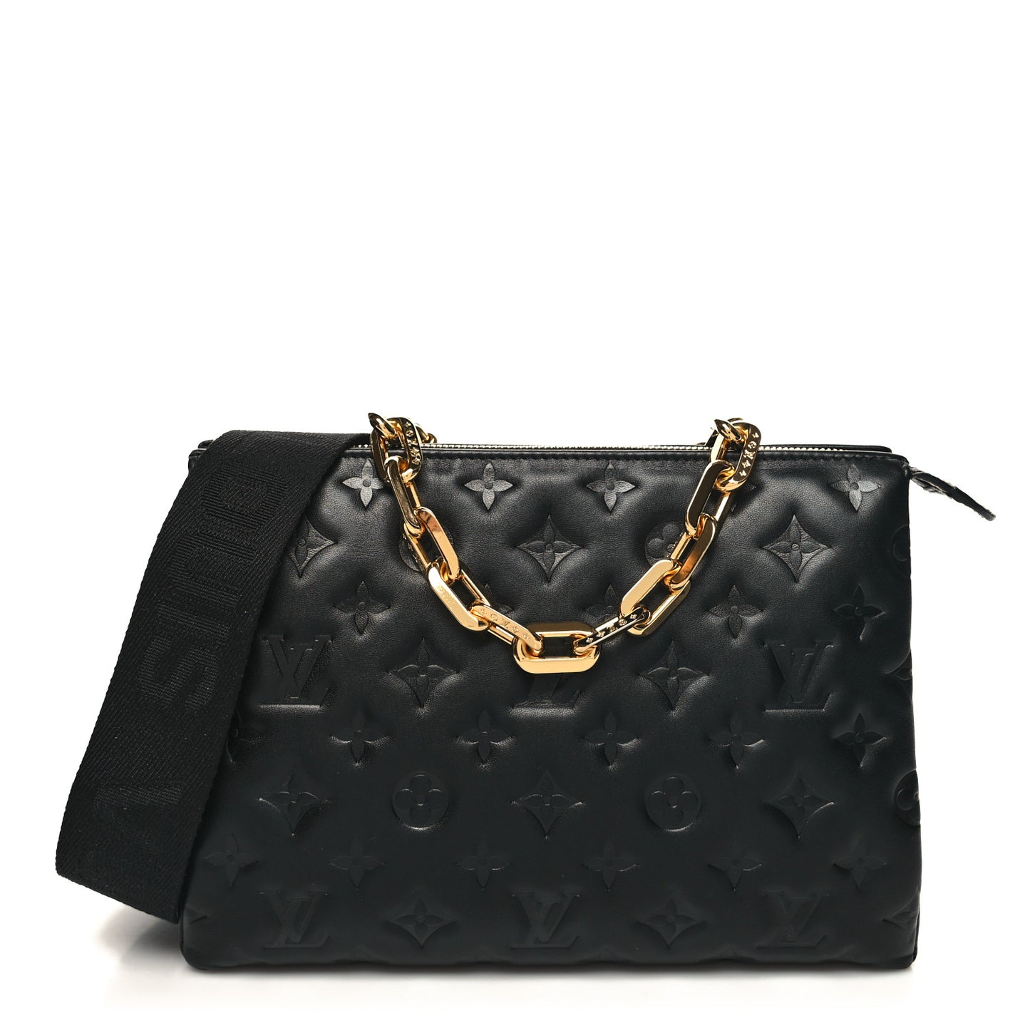 Lambskin Embossed Monogram Coussin PM Black