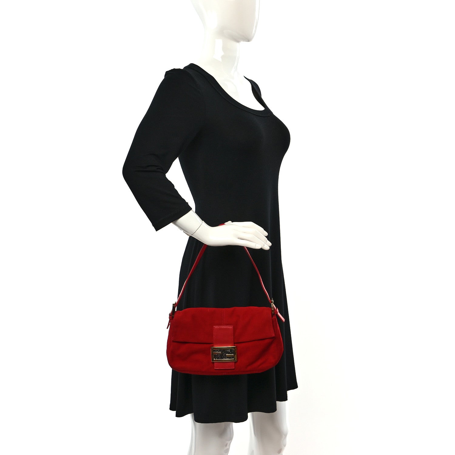 Fendi Suede Baguette Red 2 of 8