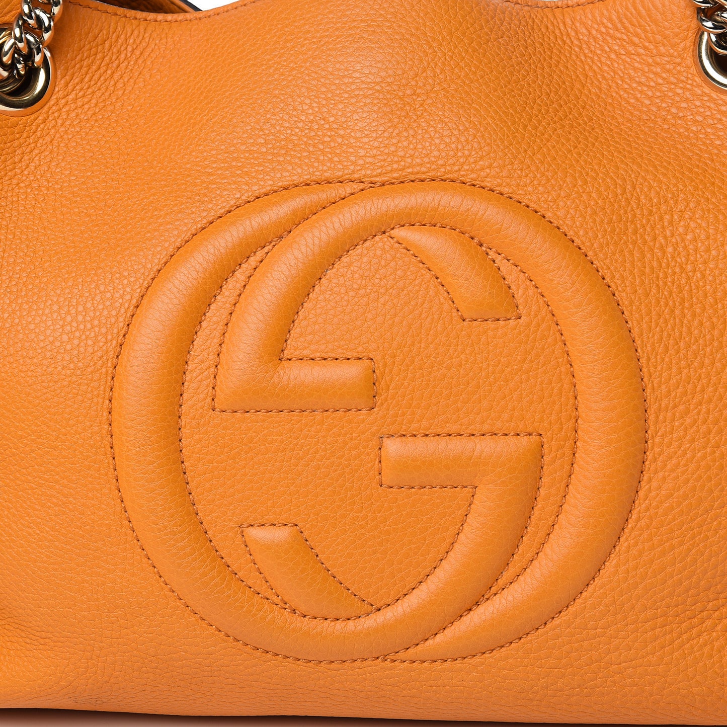 Pebbled Calfskin Medium Soho Chain Shoulder Bag Curcuma