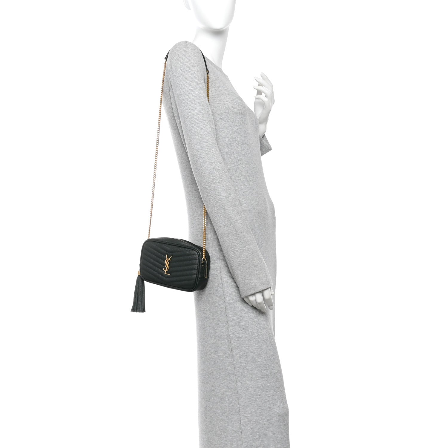 Saint Laurent Grain De Poudre Matelasse Monogram Mini Lou Camera Bag New Vert Fonce 2 of 9