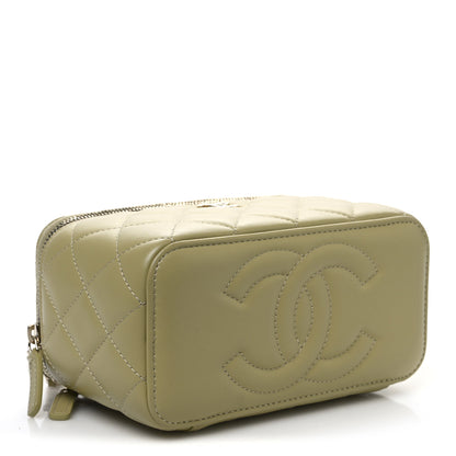 Chanel Lambskin Quilted Small Top Handle Vanity Case With Chain Light Green 4 of 10