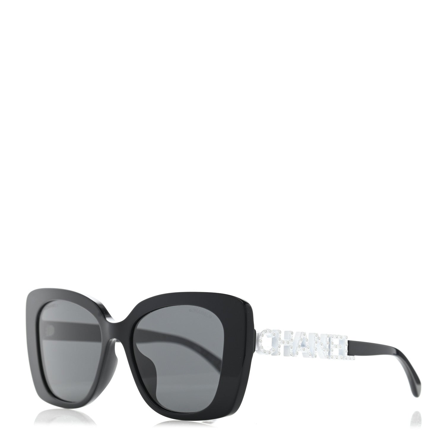 Chanel Acetate Strass Square Sunglasses 5422-B-A Black White 1 of 9