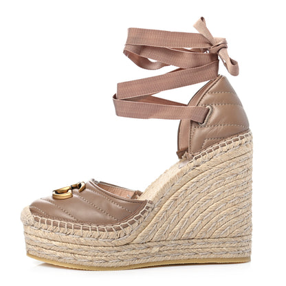 Gucci Nappa Matelasse GG Marmont Ankle Wrap Platform 35/120mm Espadrille Wedges 35.5 Porcelain Rose 1 of 8