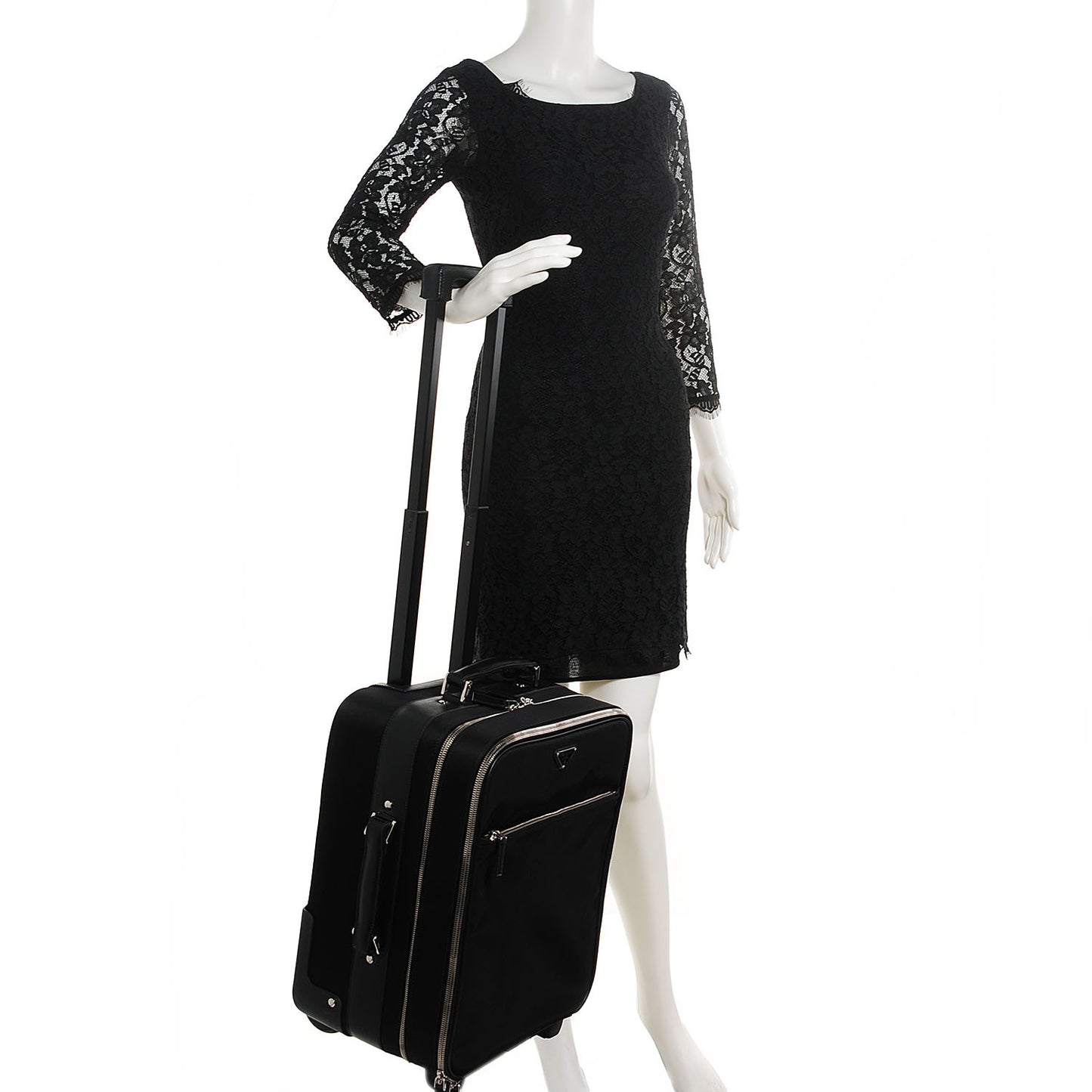 Nylon Carry On Rolling Luggage Black