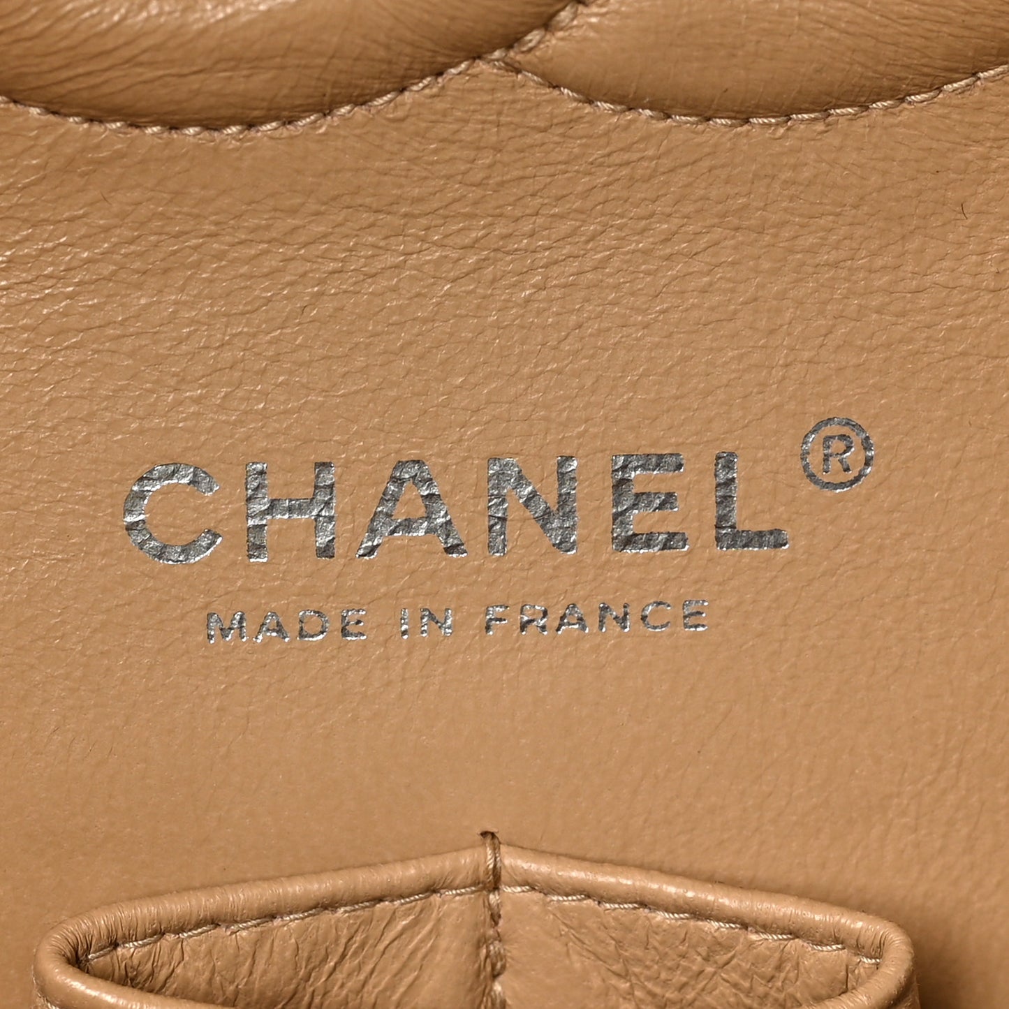 Caviar Quilted Medium Double Flap Beige