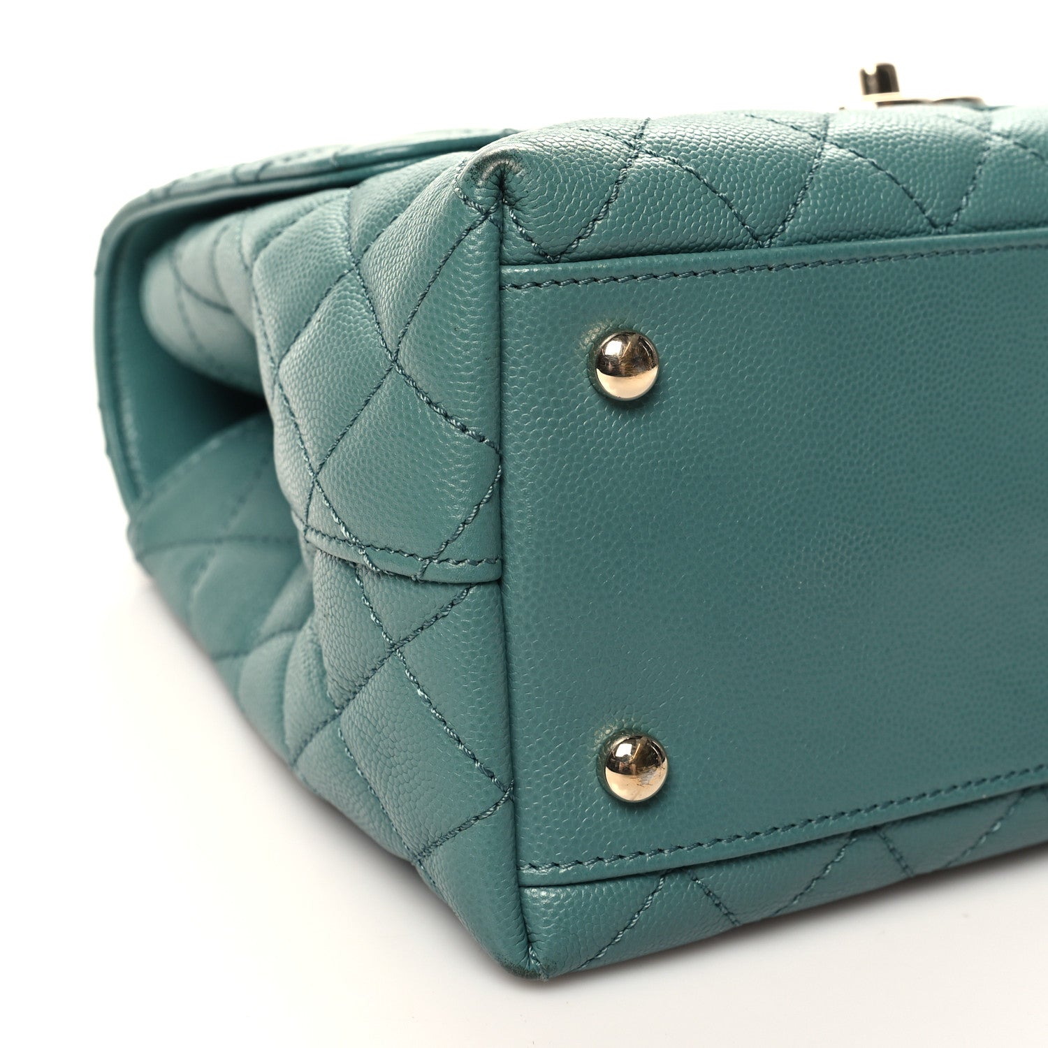 Chanel Caviar Quilted Small Coco Handle Flap Green 9 of 11