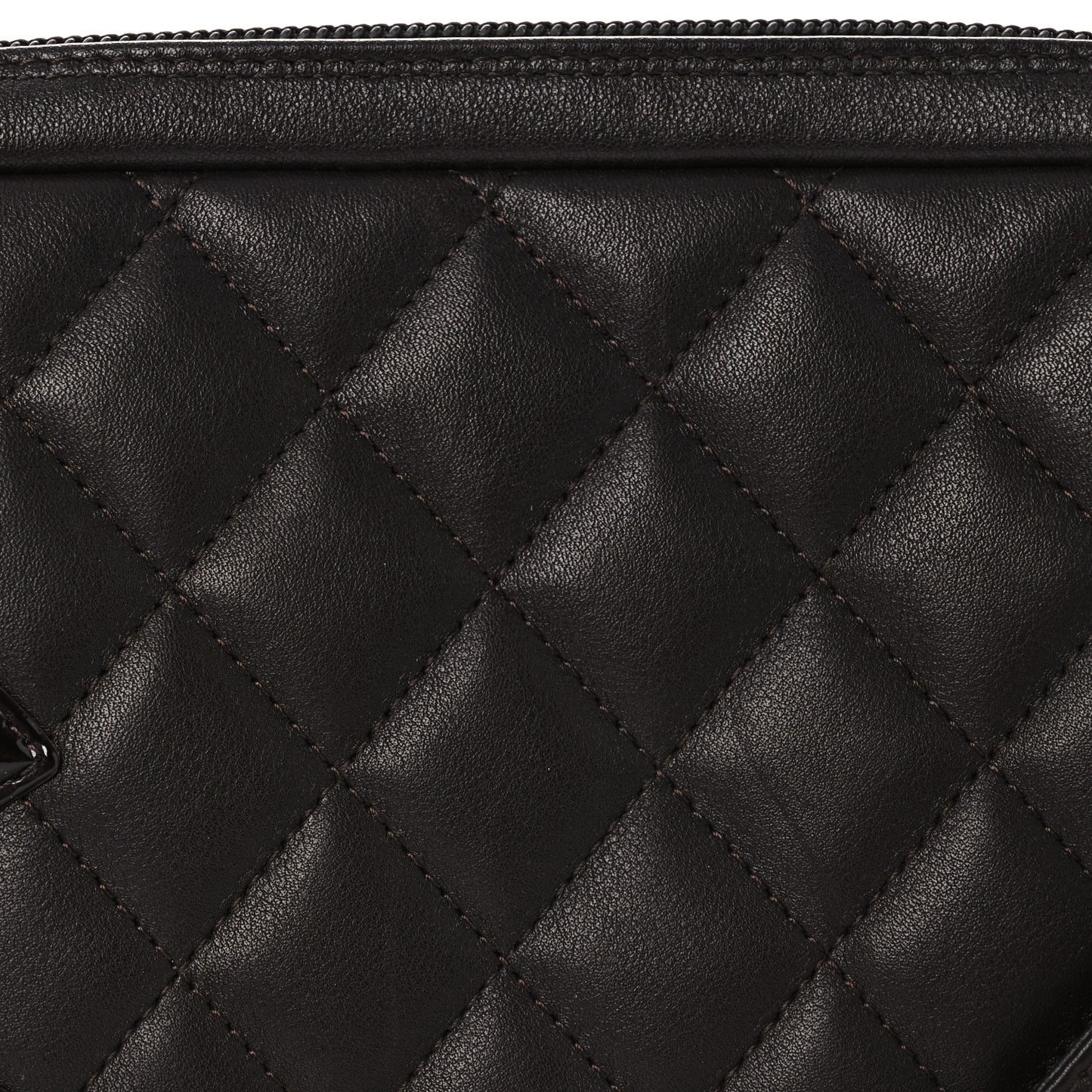 Calfskin Quilted Cambon Pochette Brown