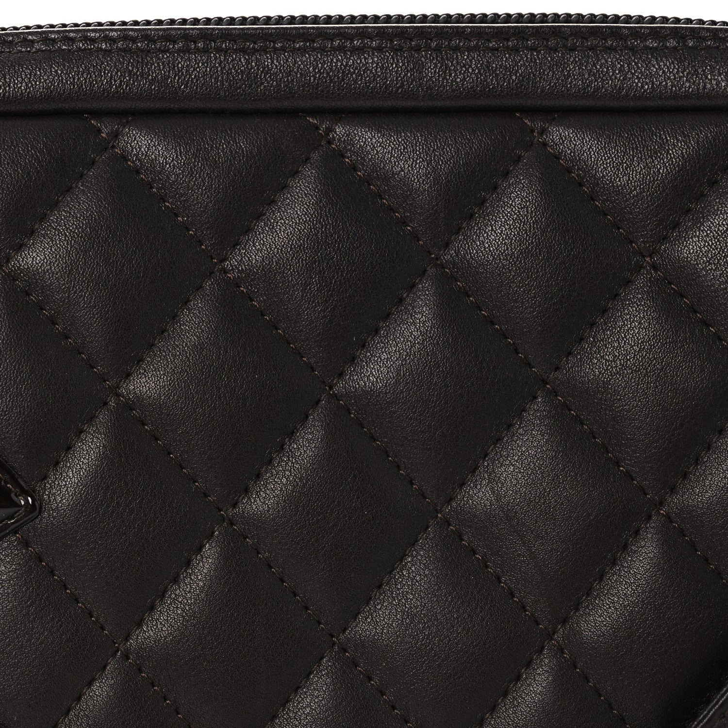 Chanel Calfskin Quilted Cambon Pochette Brown 8 of 12