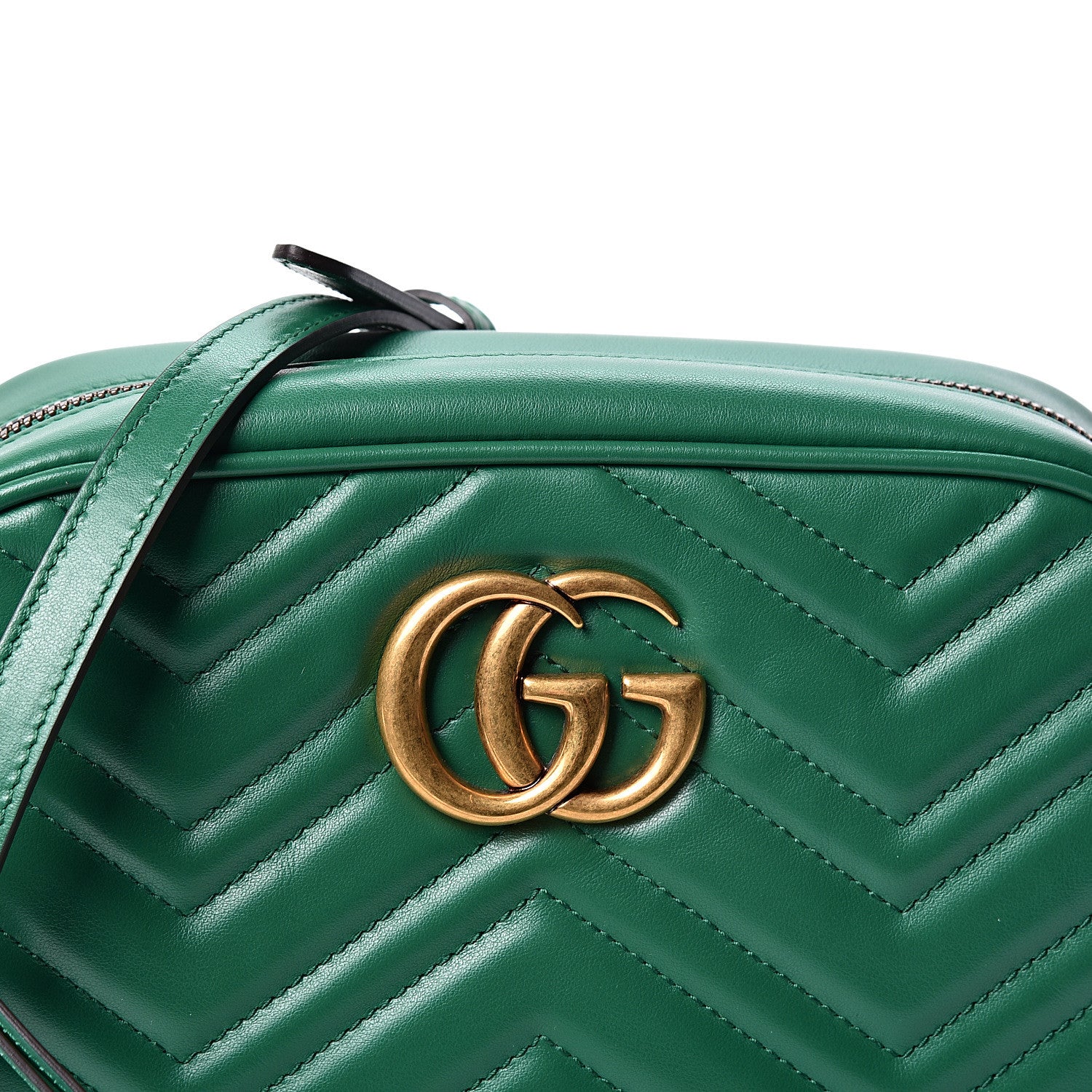 Gucci Calfskin Matelasse Small GG Marmont Chain Shoulder Bag Emerald Green 5 of 10