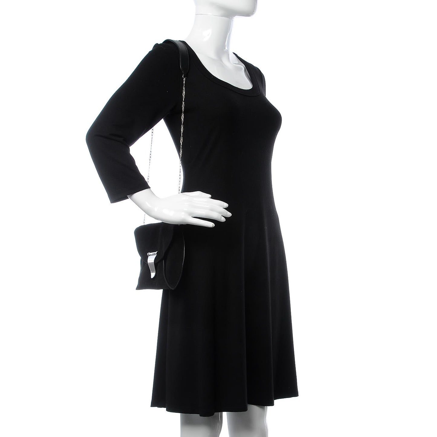 Suede Calfskin Clutch on Chain Black