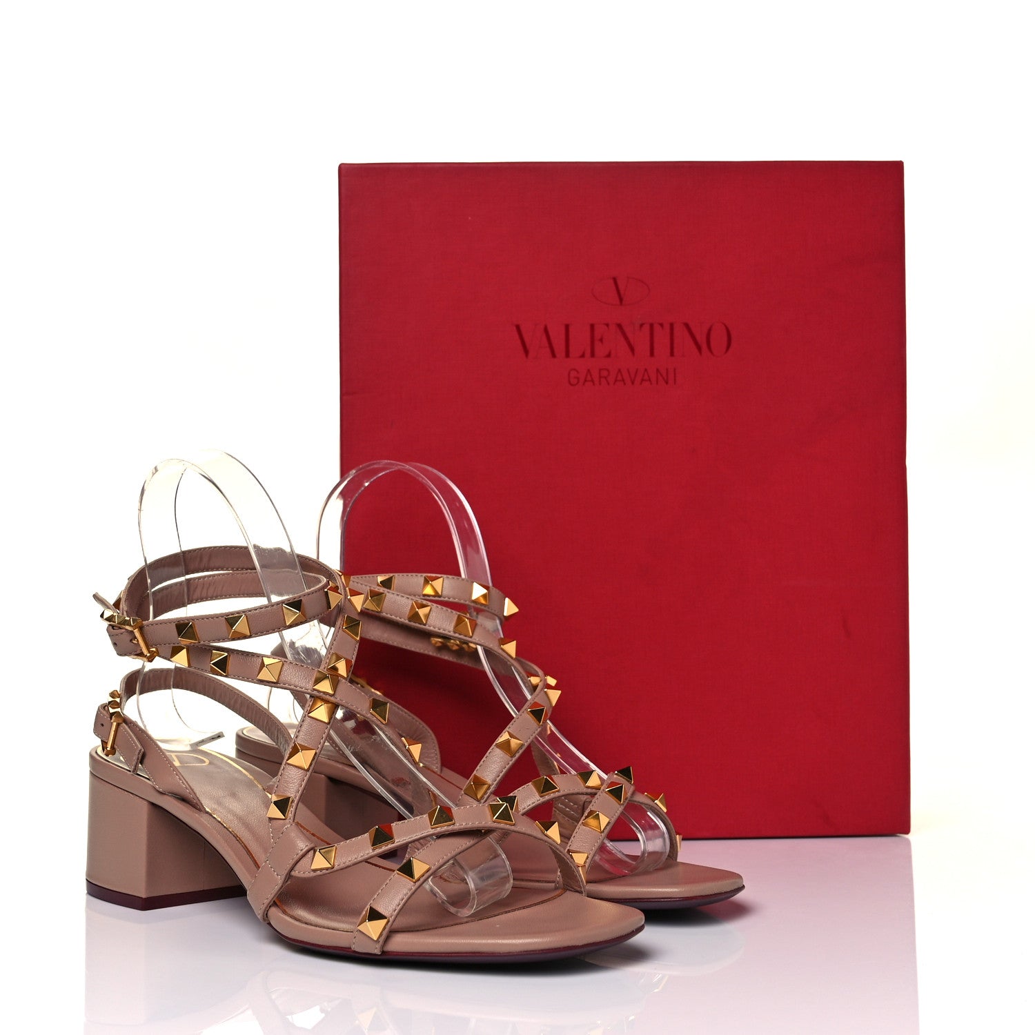 Valentino Garavani Nappa Rockstud Flair Ankle Wrap 45mm Sandals 39 Rose Cannelle 9 of 9