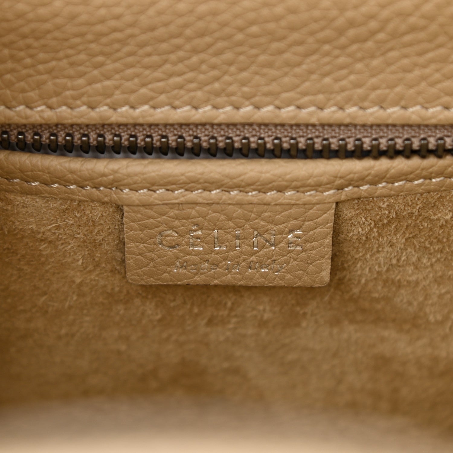 Celine Drummed Calfskin Nano Luggage Dune 6 of 10