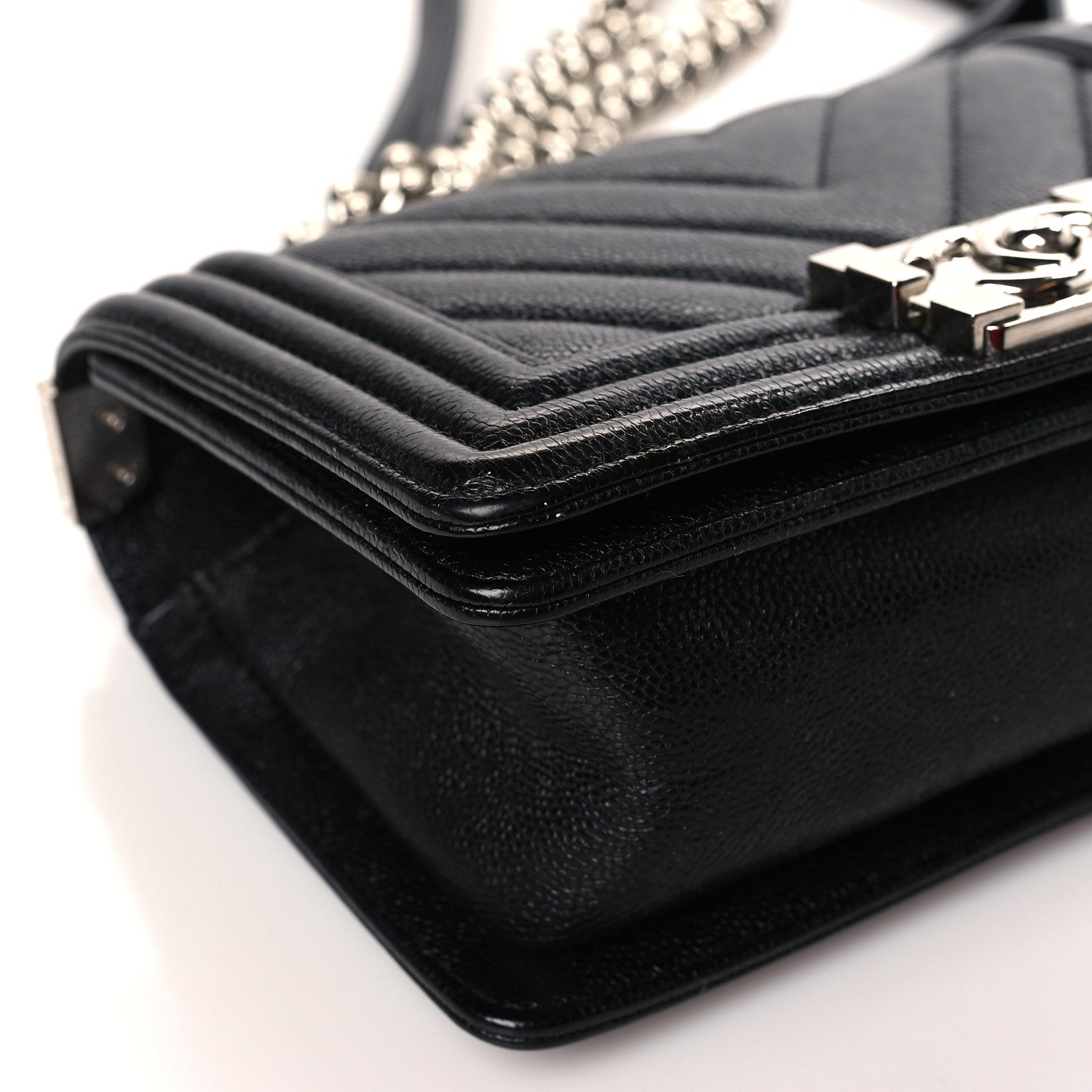 Chanel Caviar Chevron Quilted Small Boy Flap Black 8 of 9