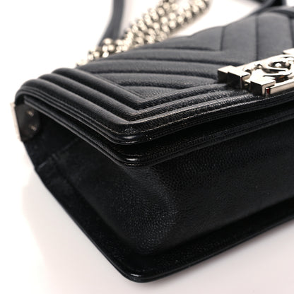 Chanel Caviar Chevron Quilted Small Boy Flap Black 8 of 9