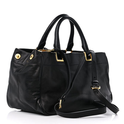 Prada Soft Calf Bow Tote Black 3 of 11