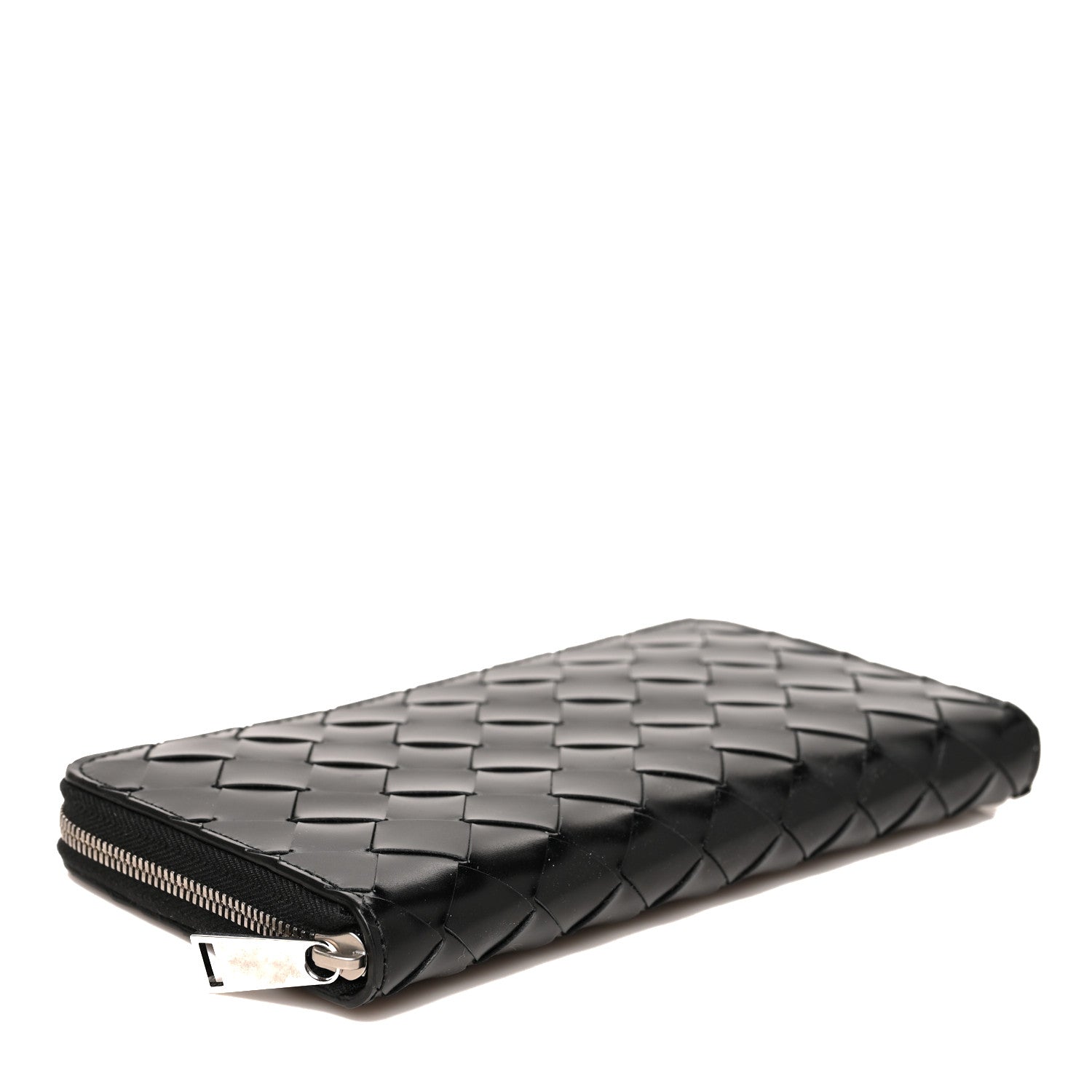 Bottega Veneta Spazzolato Calfskin Intrecciato Zip Around Wallet Black 4 of 7