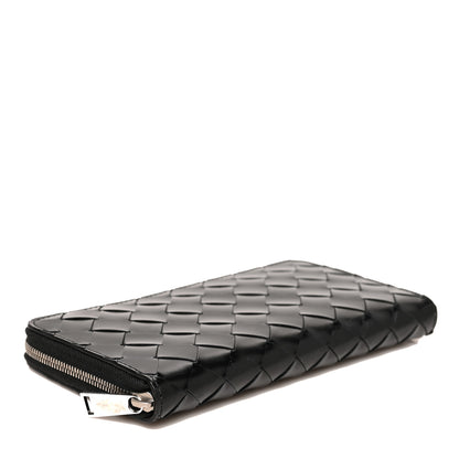 Bottega Veneta Spazzolato Calfskin Intrecciato Zip Around Wallet Black 4 of 7