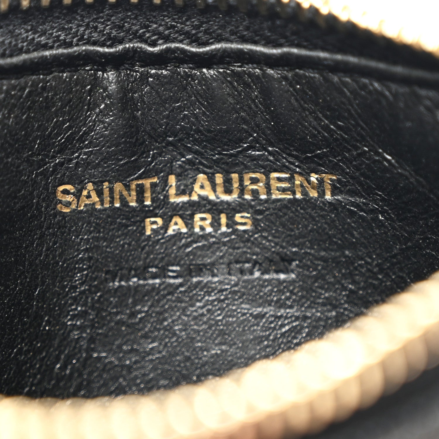 Saint Laurent Grain De Poudre Matelasse Chevron Monogram Fragments Zippered Card Case Black 6 of 7