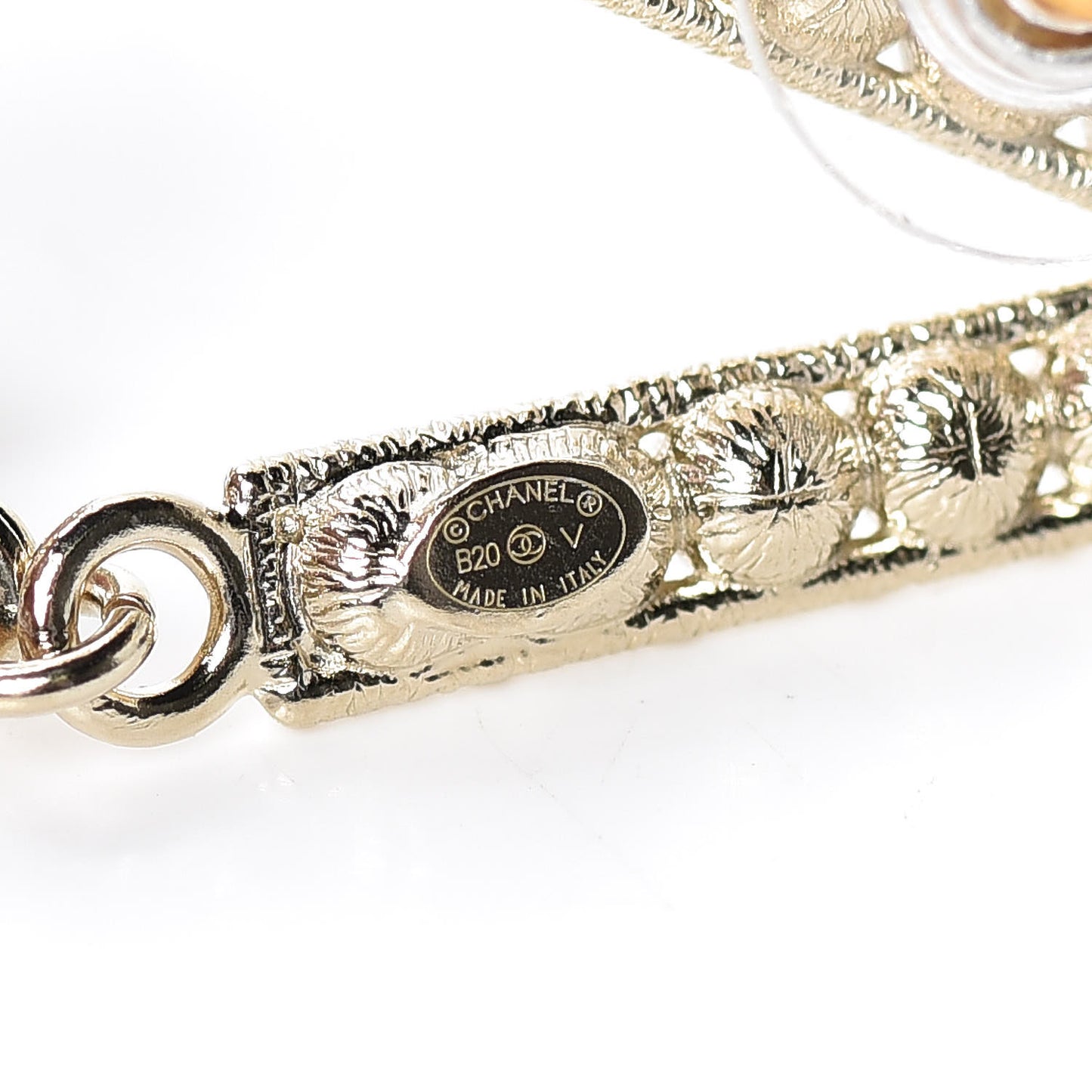 Crystal Cha-Nel Logo Drop Earrings Gold