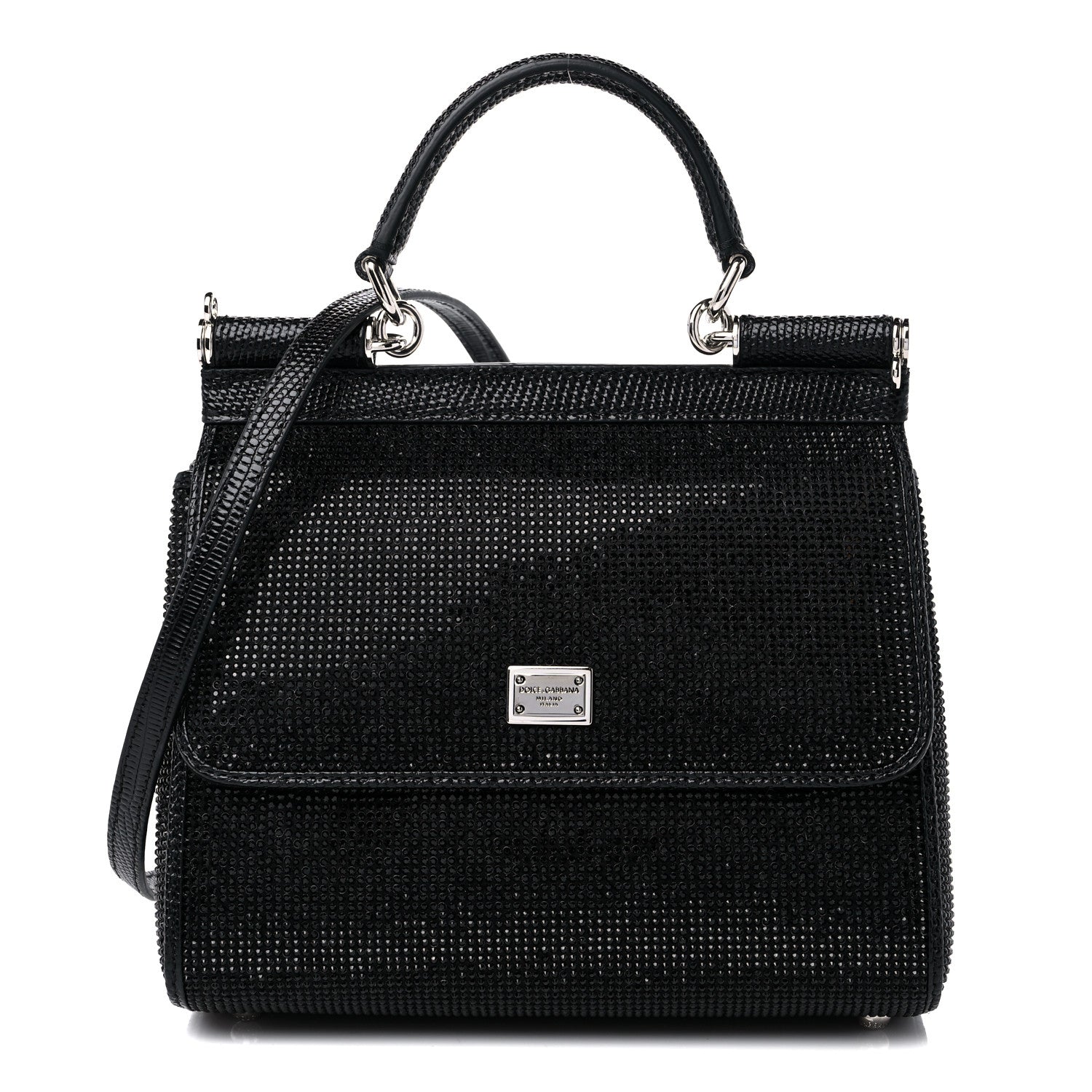 Dolce & Gabbana DOLCE &amp; GABBANA Crystal Small Miss Sicily Satchel Black 1 of 9