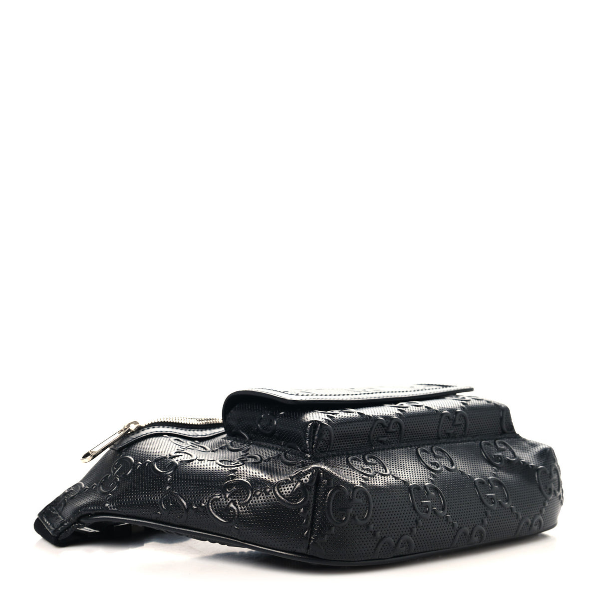 Calfskin GG Tennis Embossed Pocket Belt Bag Black