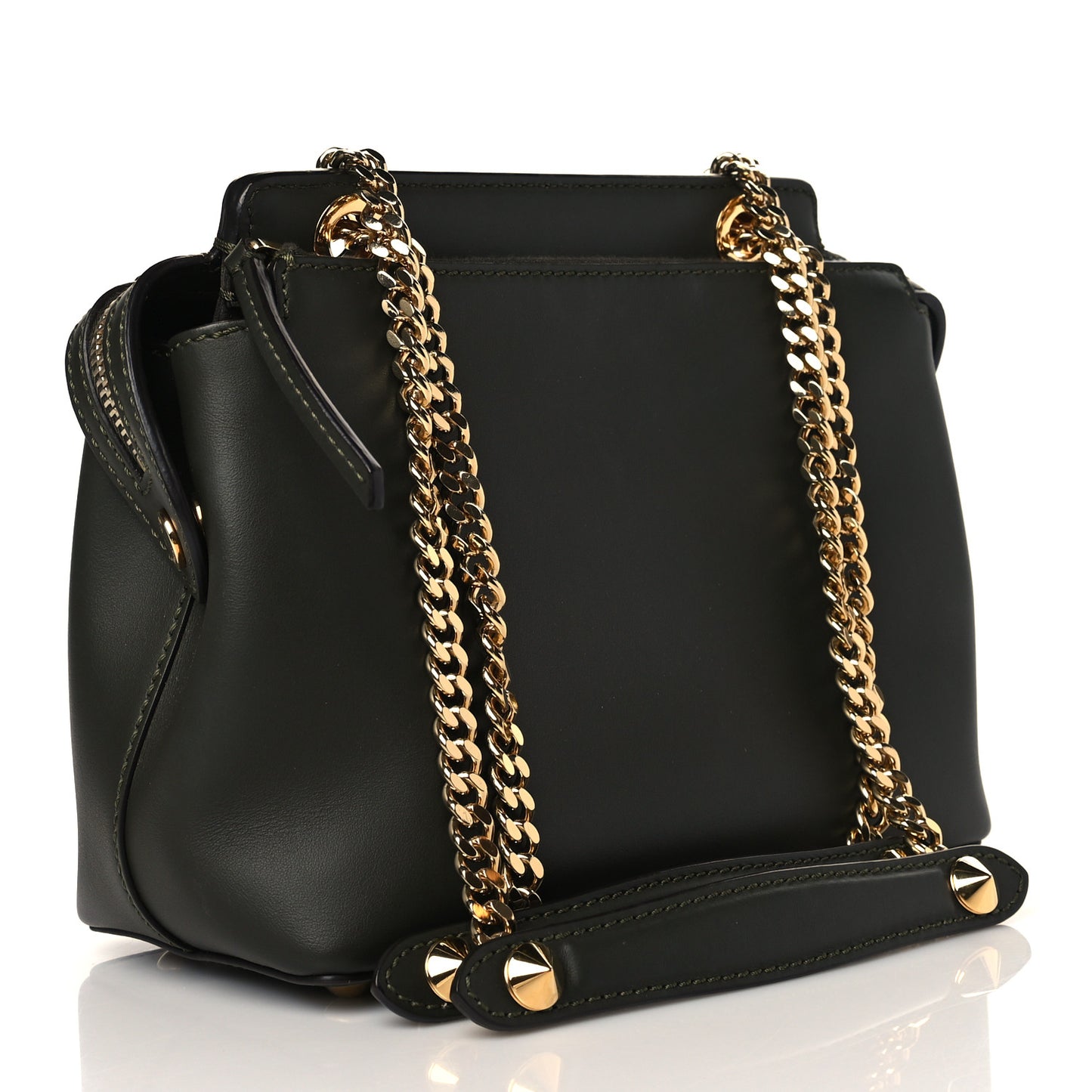 Vitello Baltico Nappa Flowerland Studded Small Dotcom Click Chain Satchel Verde Prato Multicolor
