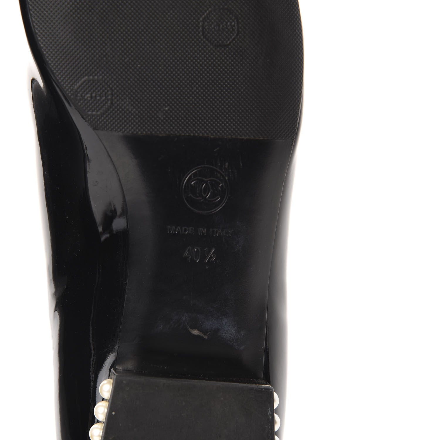 Chanel Patent Calfskin Pearl CC Loafers 40.5 Black 9 of 10
